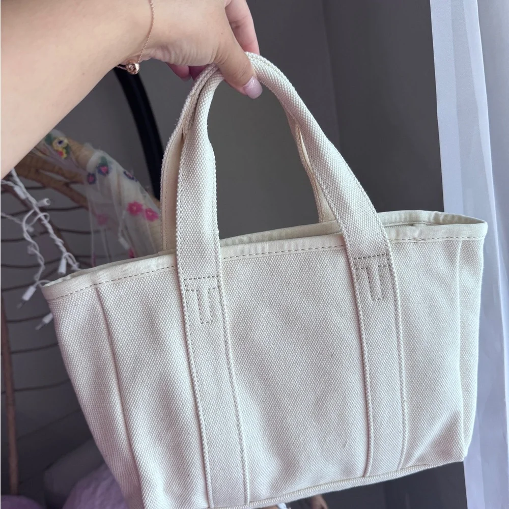 Tory Burch Natural Canvas Mini Tote Bag - Picture 10 of 14